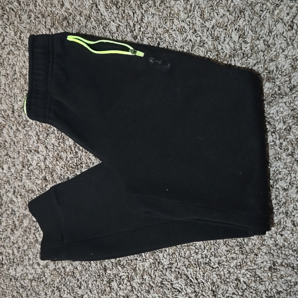 Fila Black Sweatpants with Neon Accents